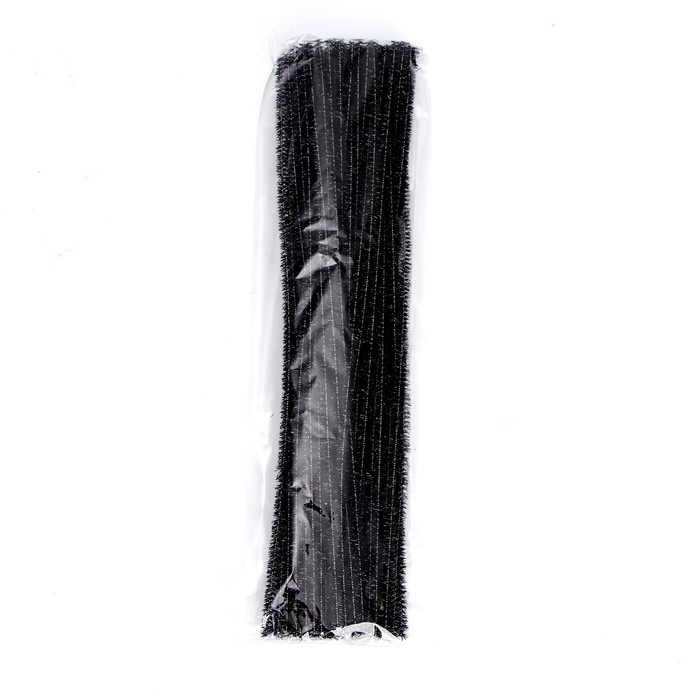 Проволока с ворсом для поделок «Блеск», набор 50 шт., размер 1 шт. 30 × 0,6 см, цвет чёрный