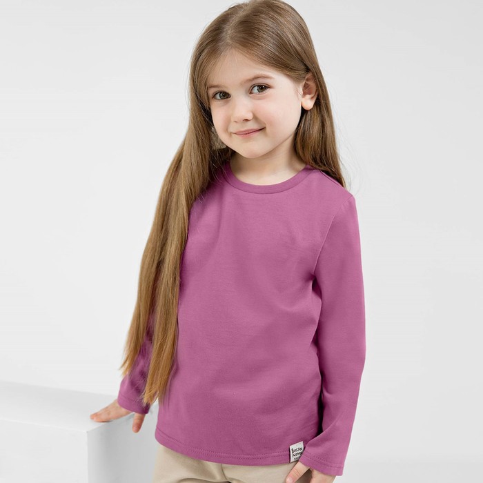 футболка для девочек рост 104 см цвет светло сиреневый Лонгслив для девочек, рост 104 см, цвет сиреневый