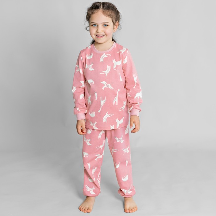 фото Пижама: джемпер, брюки для девочек «акуна матата», рост 98-104 см, цвет розовый bossa nova