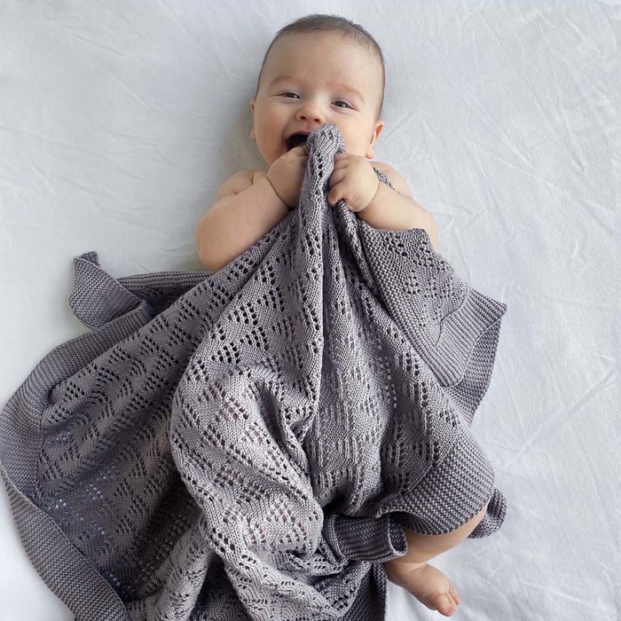 Плед для новорожденных, размер 105x75 см, цвет темно-серый
