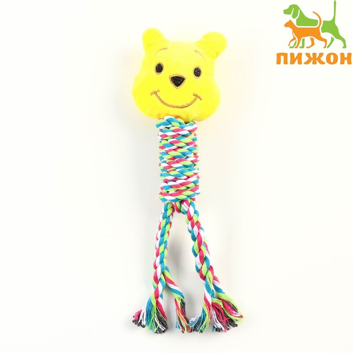 Игрушка мягкая для собак Медведь, 28 см, жёлтая мягкая игрушка осьминожка жёлтая