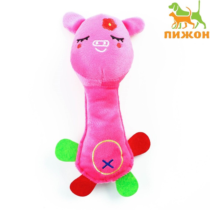 Мягкая игрушка для собак Свинья с длинной шеей, розовая, 24 см игрушка прыгун динозаврик с длинной шеей