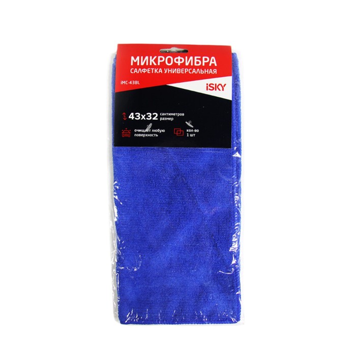 Салфетка для ухода за автомобилем iSky, 43х32 см, микрофибра, синий цена и фото