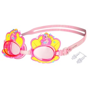 Очки для плавания детские ONLYTOP Swim «Русалка» + беруши, цвет розовый Ош
