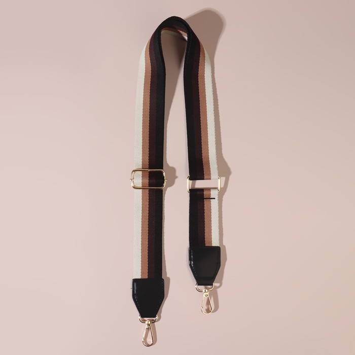 Ручка для сумки, стропа с кожаной вставкой, 140 × 3,8 см, цвет чёрный/коричневый/песочный/золотой