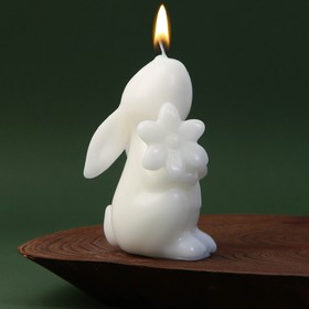 Свеча формовая "Зайчик", белый,  9,5 х 6 см