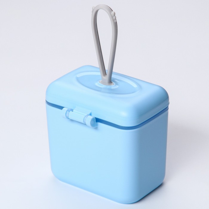 Контейнер для хранения детского питания 150 мл., с ложкой , цвет голубой