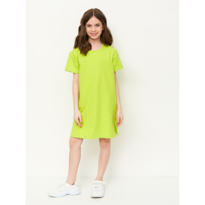 Платье-футболка для девочки, , рост 92-98 см, цвет лайм