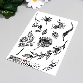 

Татуировка на тело "Цветы ч/б" 10х15 см