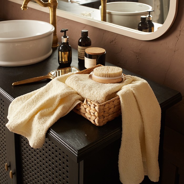 фото Полотенце махровое экономь и я 50*90см, цв. молочный, 100% хлопок, 350 гр/м2