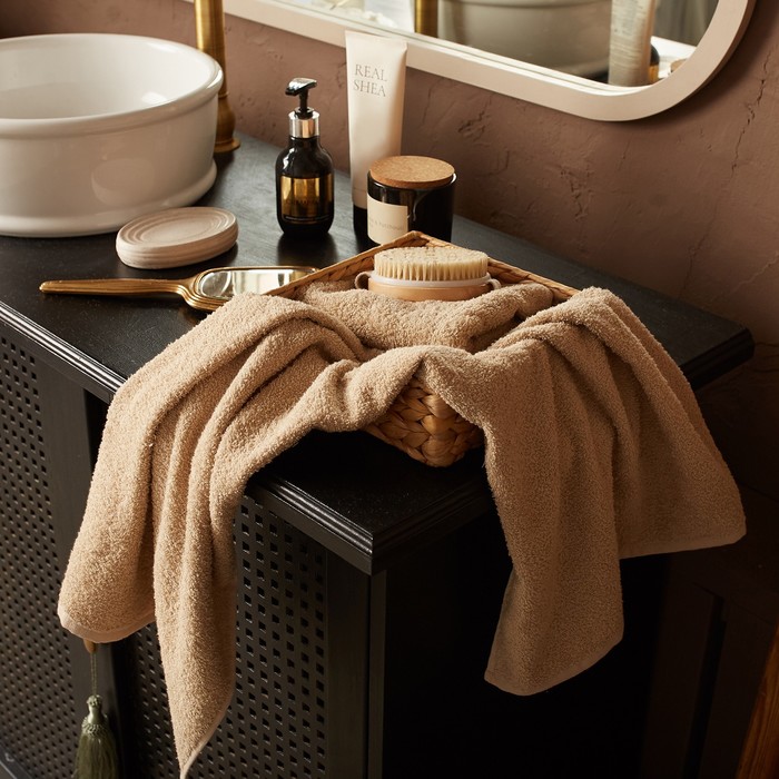 фото Полотенце махровое экономь и я 50*90 см, цв. бежевый, 100% хлопок, 350 гр/м2