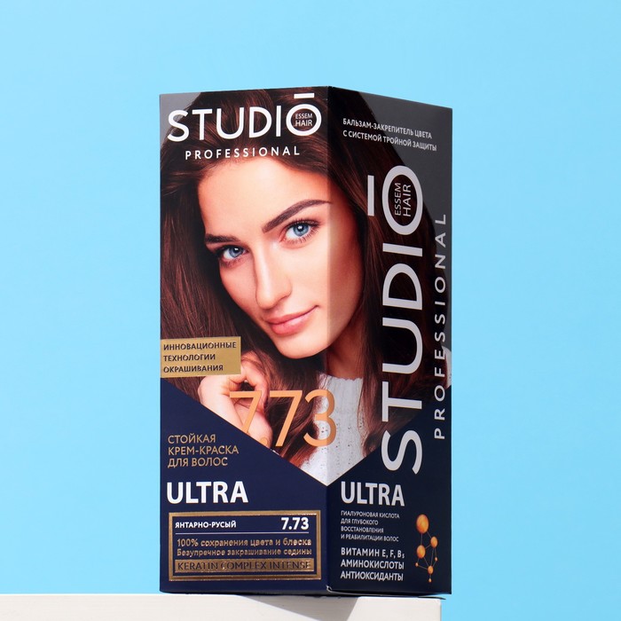 фото Стойкая крем-краска волос studio professional "volume up", тон 7.73 янтарно-русый, 115 мл