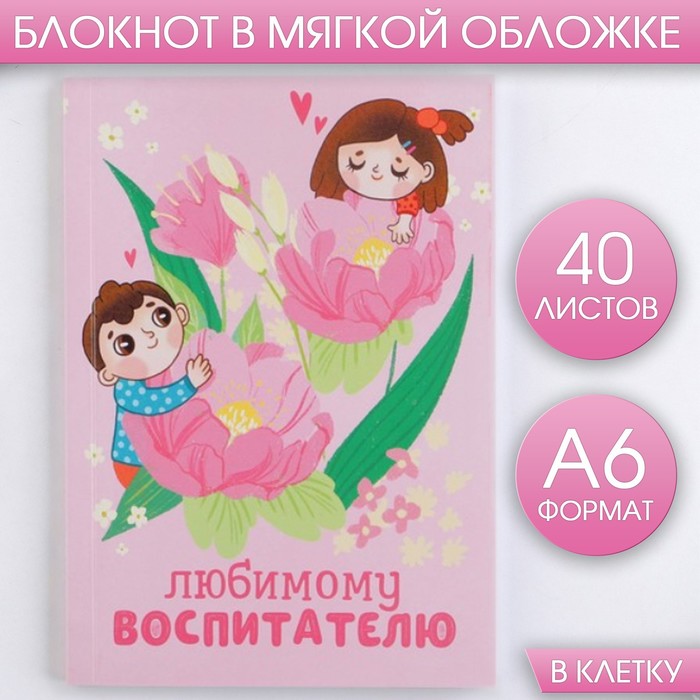 Блокнот «Любимому воспитателю, А6, 40 листов, мягкая обложка блокнот учитель всегда прав мягкая обложка а6 40 листов