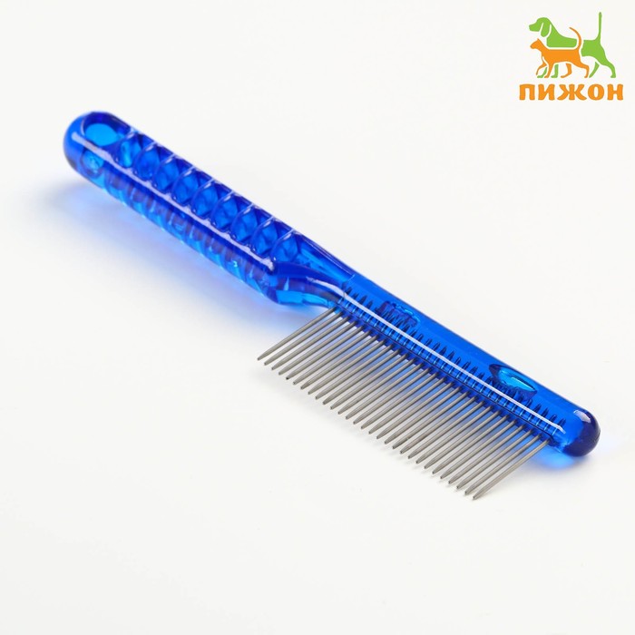Расчёска для шерсти Пузырьки, прозрачная, 20 х 3,6 см, синяя цена и фото