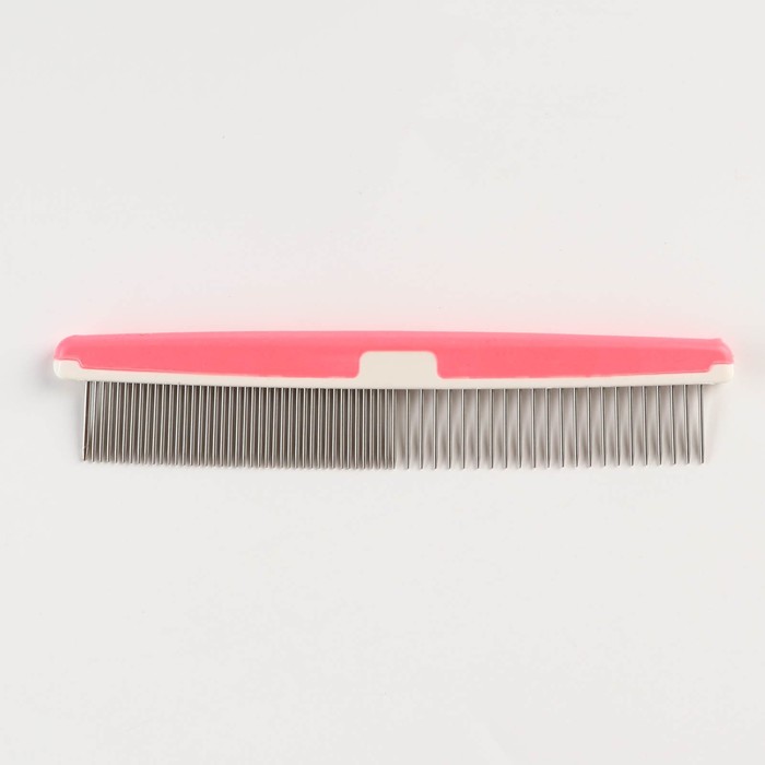фото Расчёска для шерсти с пластиковой ручкой, 17 х 3,5 см, розовая пижон