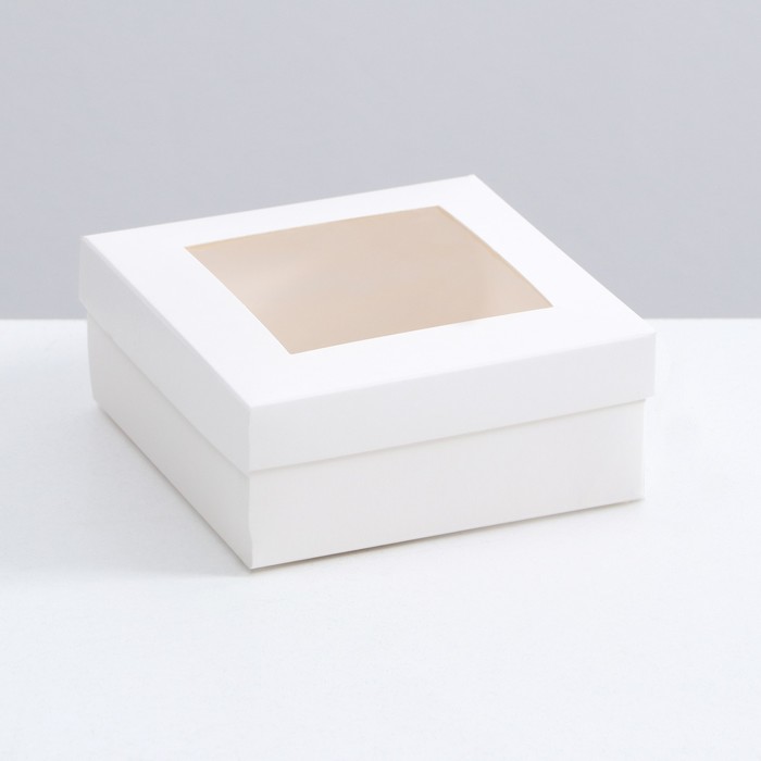 Коробка складная, крышка-дно, с окном, белая, 12 х 12 х 5 см коробка складная крышка дно белая 12 х 12 х 5 см