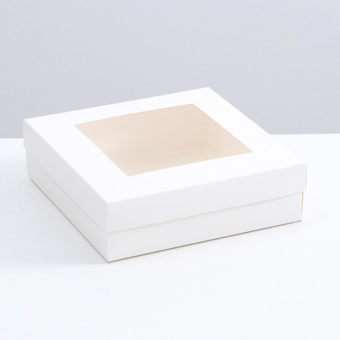 Коробка складная, крышка-дно, с окном, белая, 20 х 20 х 6 см коробка складная крышка дно розовая с окном 20 х 20 х 6 см