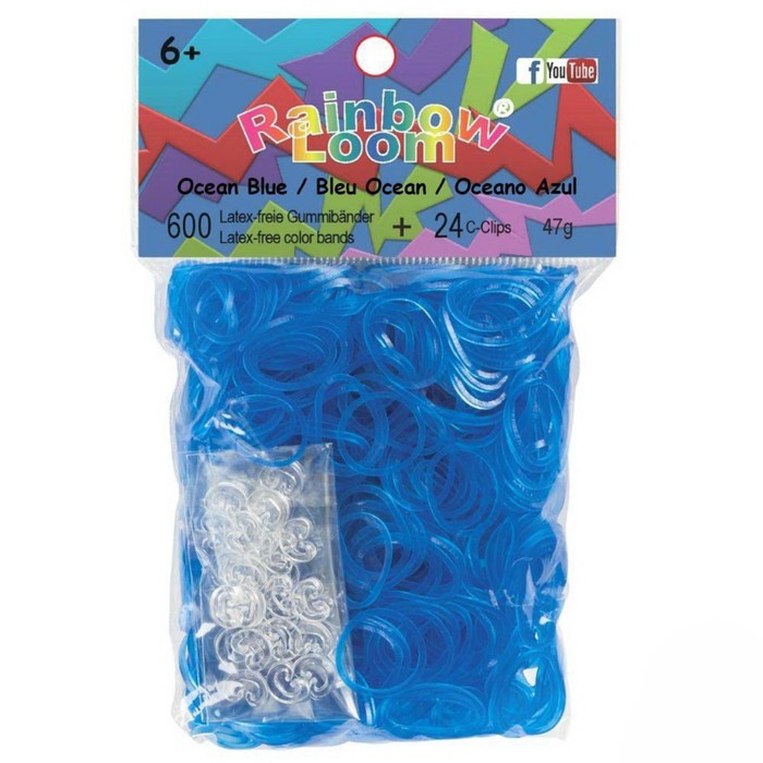 

Резиночки для плетения браслетов Rainbow Loom, гелевые голубые