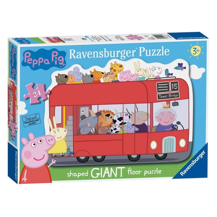 пазлы ravensburger пазл гигантский свинка пеппа 24 элемента Пазл гигантский Ravensburger «Автобус. Свинка Пеппа», 24 элемента