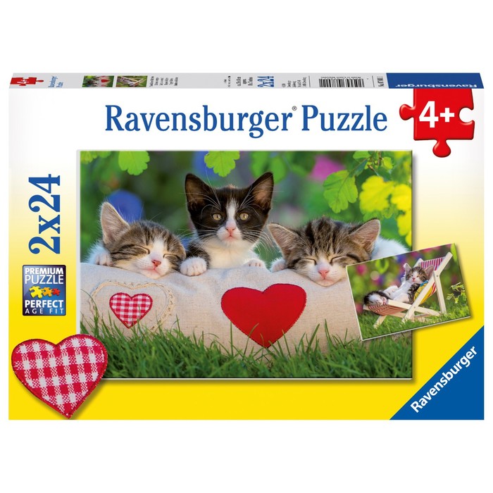 фото Набор пазлов ravensburger «сонные котята», 2 штуки, 24 элемента