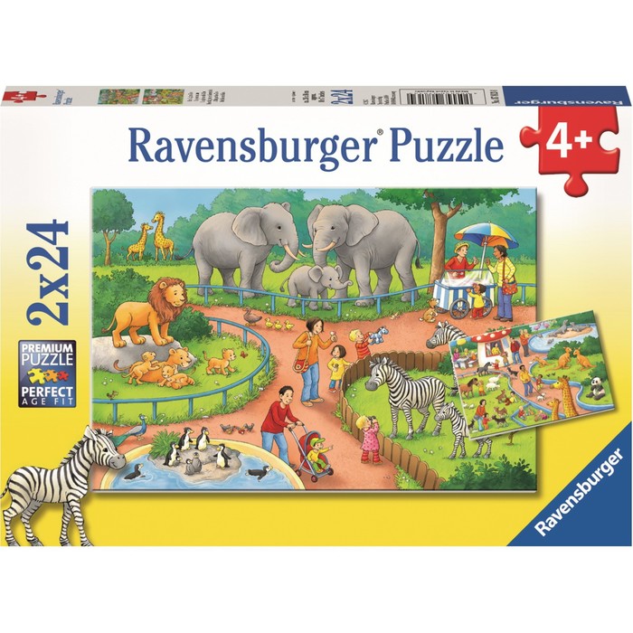 фото Набор пазлов ravensburger «день в зоопарке», 2 штуки, 24 элемента