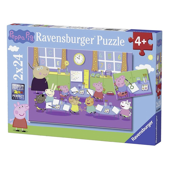 Набор пазлов Ravensburger «Свинка Пеппа в школе», 2 штуки, 24 элемента набор пазлов ravensburger свинка пеппа в школе r09099 48 дет разноцветный