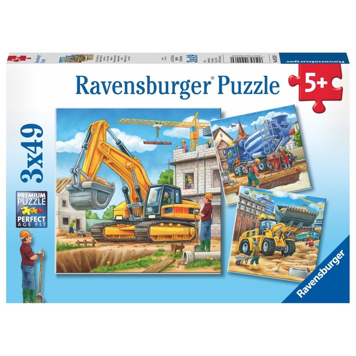 фото Набор пазлов ravensburger «большие строительные машины», 3 штуки, 49 элементов