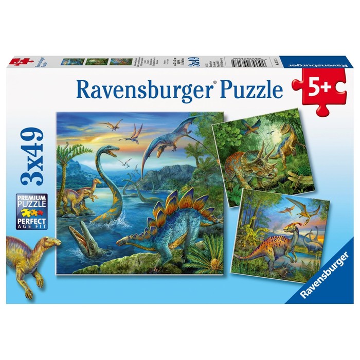 фото Набор пазлов ravensburger «динозавры», 3 штуки, 49 элементов