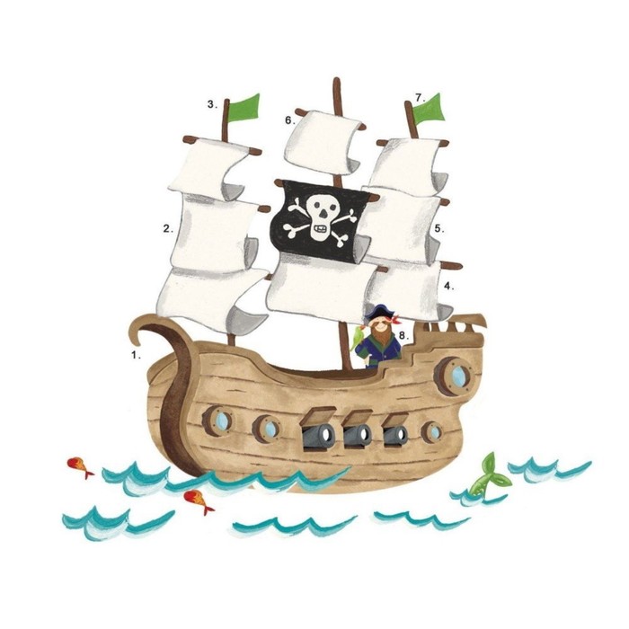 цена Наклейки для декора ROOMMATES «Пиратский корабль»