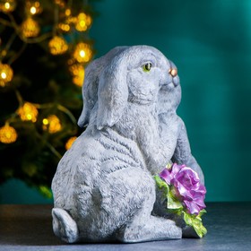 

Фигура "Кролик с розой" серый, 32х17х25см