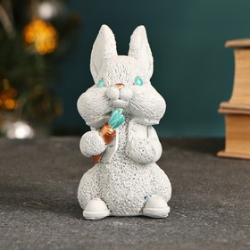

Фигура "Кролик с морковкой" серо-голубой, 9х5х5см