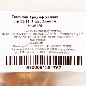 

Тюльпан Триумф Хендай, р-р 11/12, 3 шт, Эконом