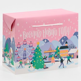 Пакет-коробка «Веселого Нового года», 23 × 18 × 11 см Ош