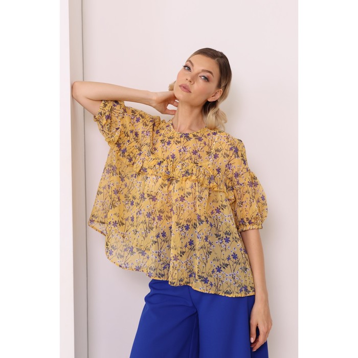 Блузка с рюшей, размер 44 блузка ostin с цветами 44 размер