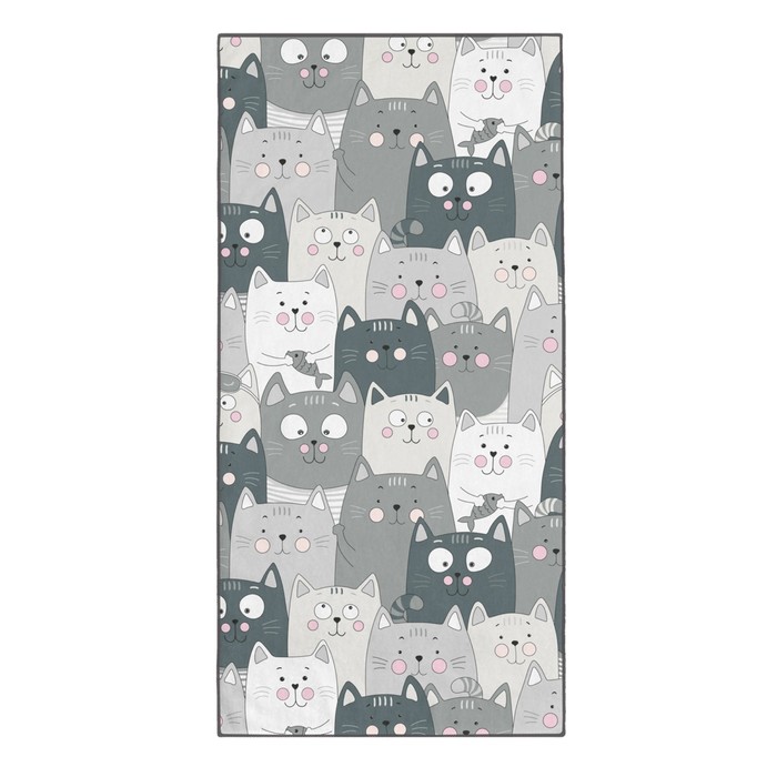 Махровое полотенце «Котики», размер 60x120 см, цвет серый
