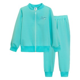 

Спортивный комплект для девочки: джемпер, брюки, рост 134 см, цвет мятный