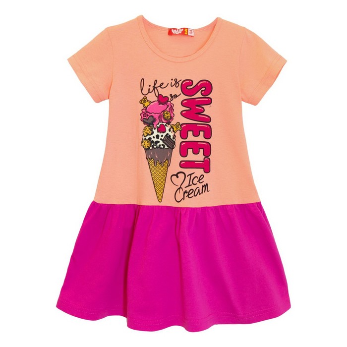 фото Платье для девочки, рост 116 см, цвет персиковый let's go