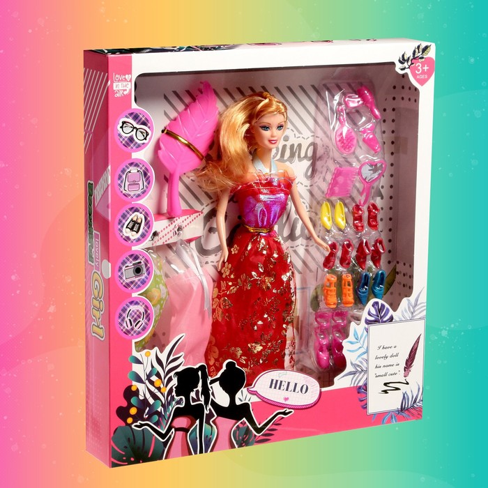 Кукла-модель «Анжелика» с набором платьев,обувью и аксессуарами, МИКС