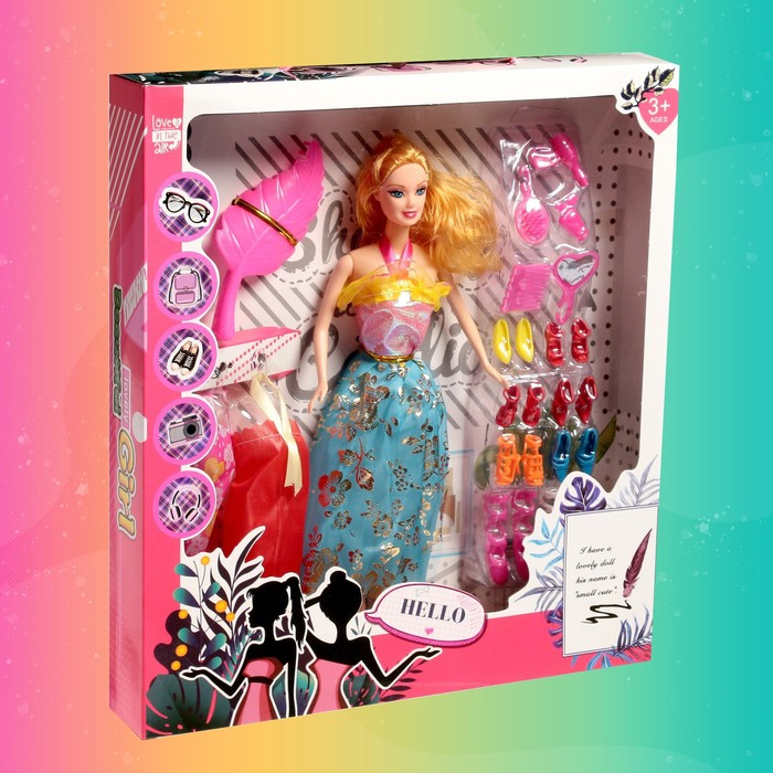 Кукла-модель «Анжелика» с набором платьев,обувью и аксессуарами, МИКС