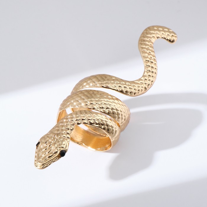 Кольцо «Змея» ребристая, цвет золото, безразмерное кольцо змея ребристая цвет золото безразмерное