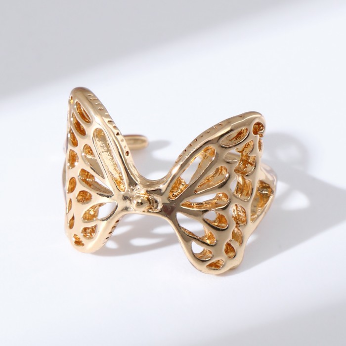 Кольцо Крылья бабочка, цвет золото, безразмерное