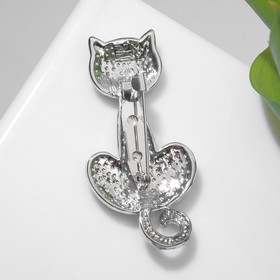 

Брошь "Кошка" расписная, цвет серый в серебре