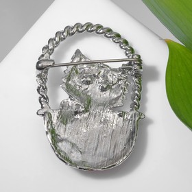 

Брошь "Кот" в корзинке, цвет красный в серебре