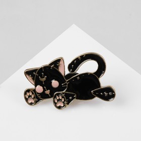 Значок «Котёнок» игрушечный, цвет чёрно-розовый в золоте