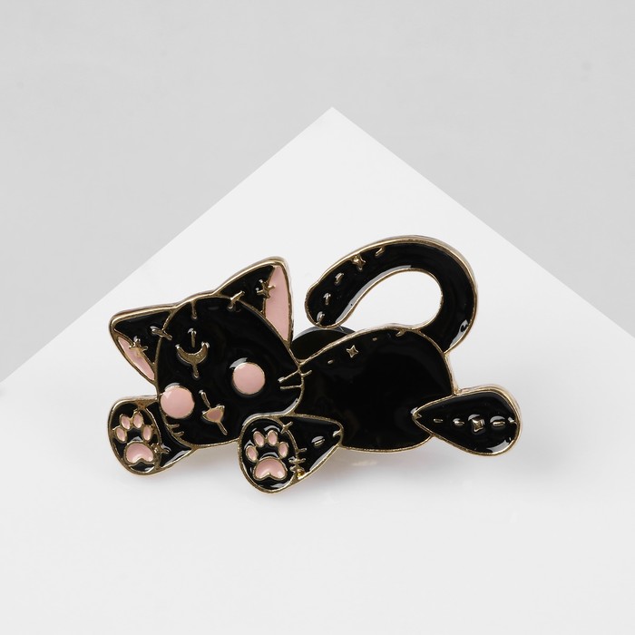 Значок «Котёнок» игрушечный, цвет чёрно-розовый в золоте queen fair значок клубничка в сердце цвет красно розовый в золоте