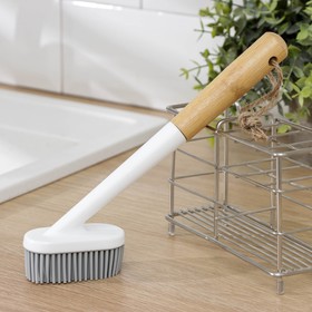 Щётка для посуды Meli, бабмуковая ручка, ворс TPR 2 см, 3,5×25 см