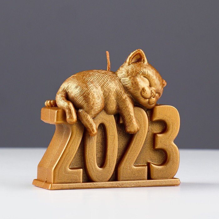 

Свеча фигурная "Котенок 2023", 9х4х9 см, золото