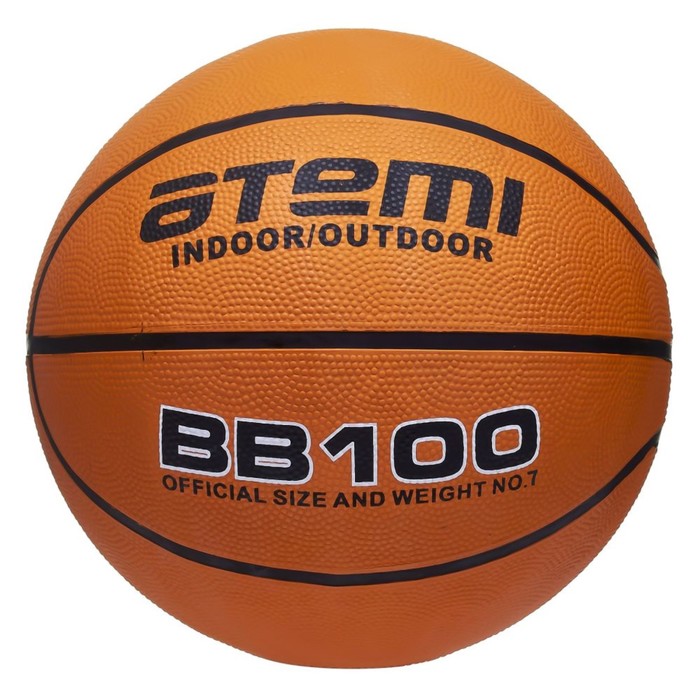 Мяч баскетбольный Atemi BB100, размер 7, резина, 8 панелей, окружность 75-78 см, клееный
