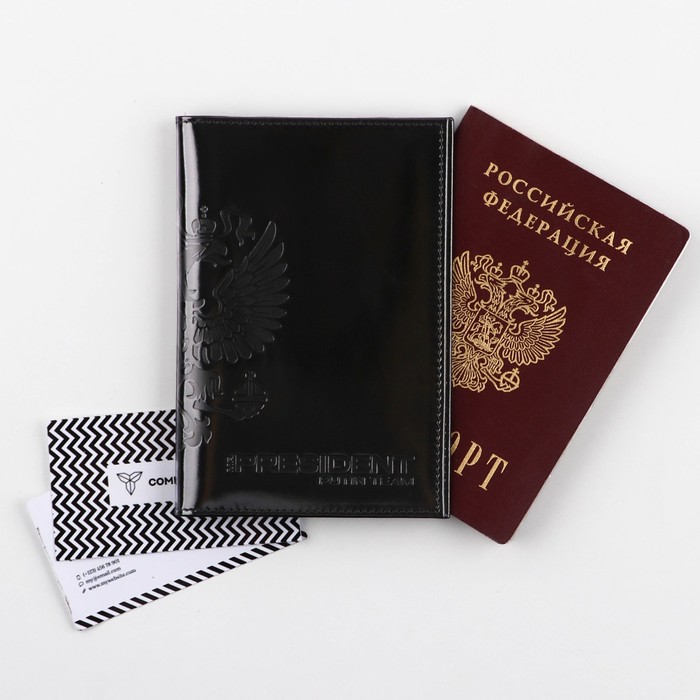 Обложка для паспорта 5131 Mr.President, цвет чёрный, натуральная кожа