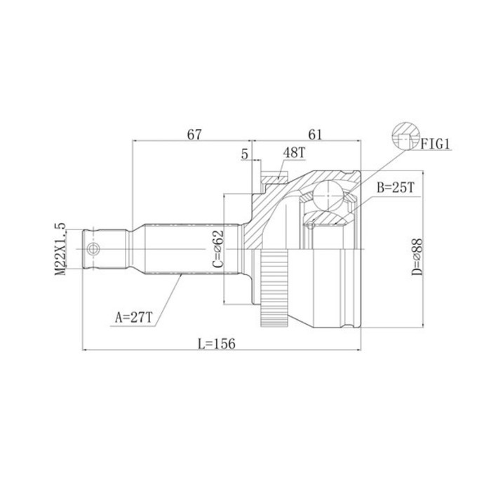 

Шрус привода DOUBLE FORCE, с ABS DFCV021
